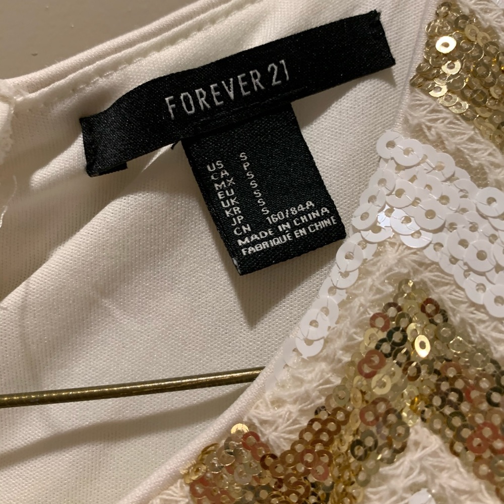 Sequined Gold & White Dress